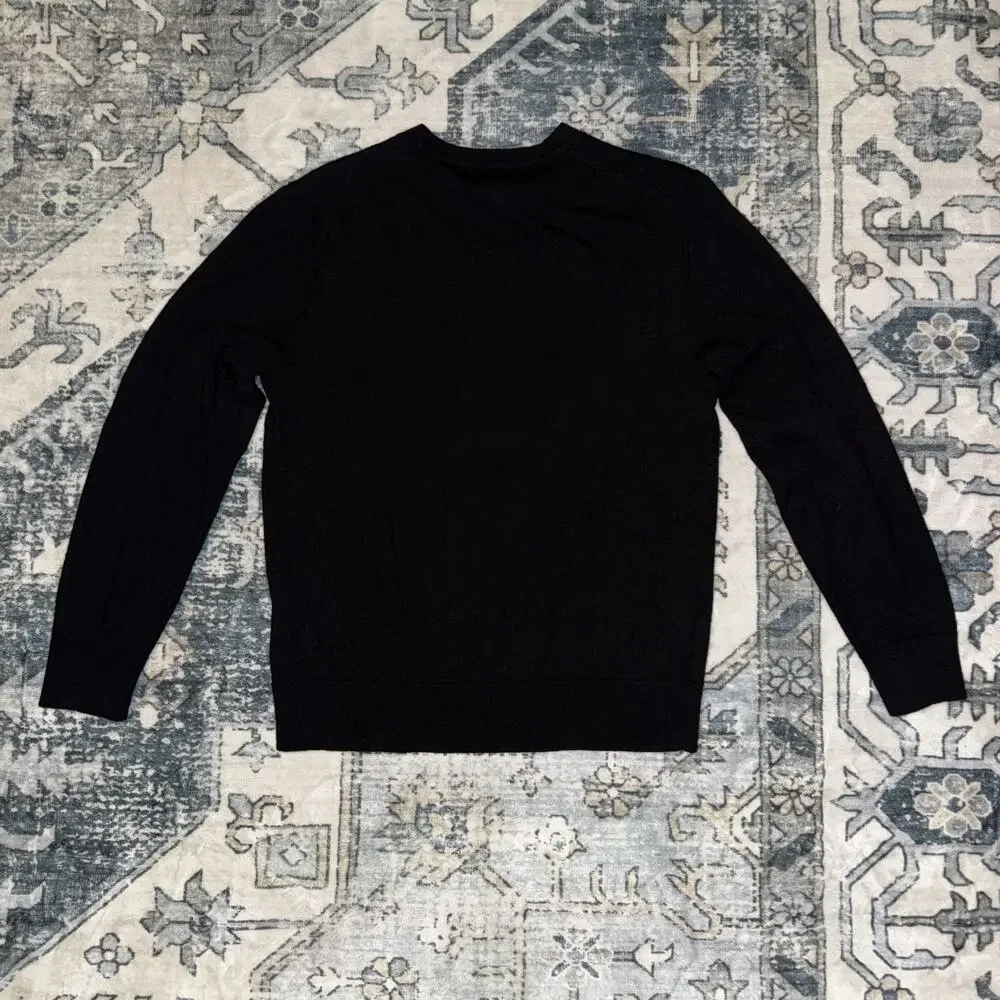 Banana Republic Mens Pullover Sweater Size S Italian Merino Yarn Baruffa Black